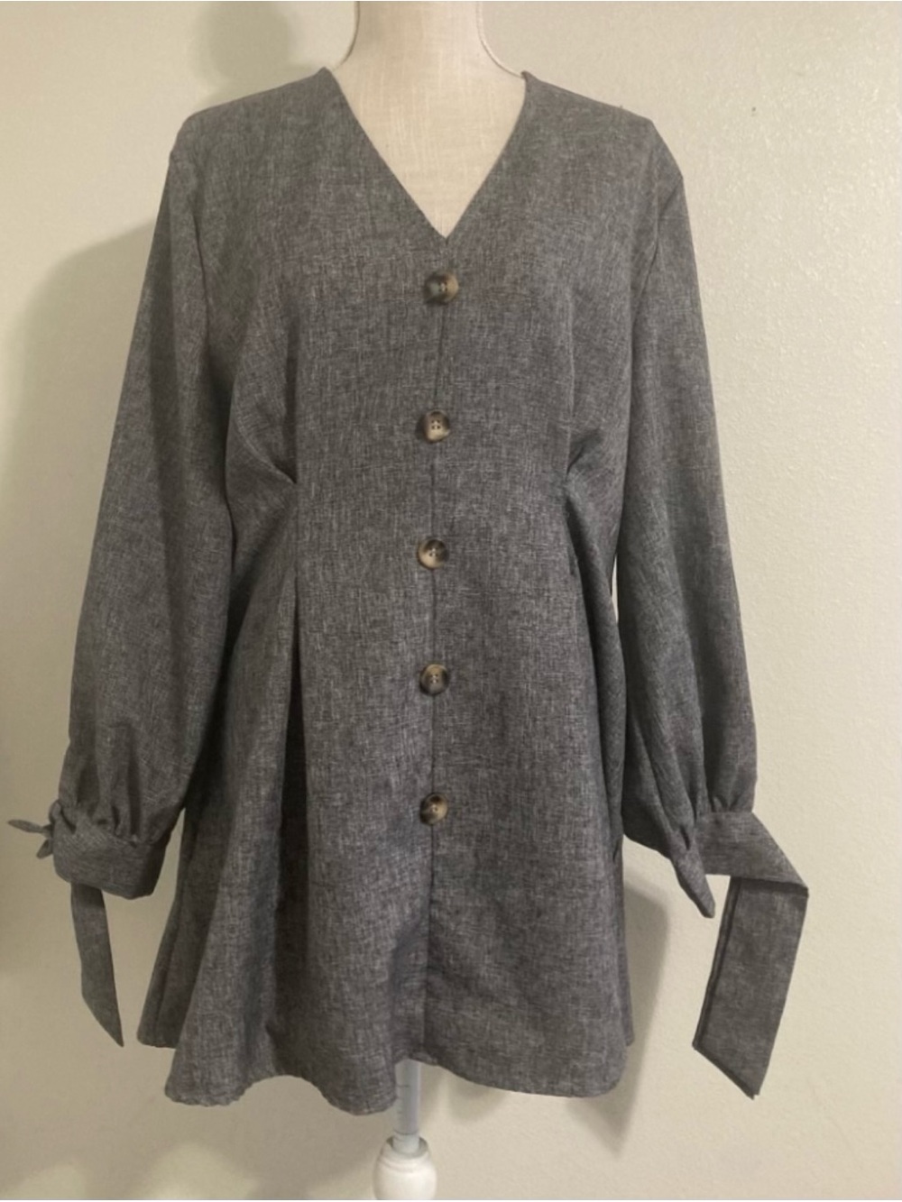 Shein - Womens Button Down V Neck 3/4 Sleeve Dress - Size 2XL - EUC